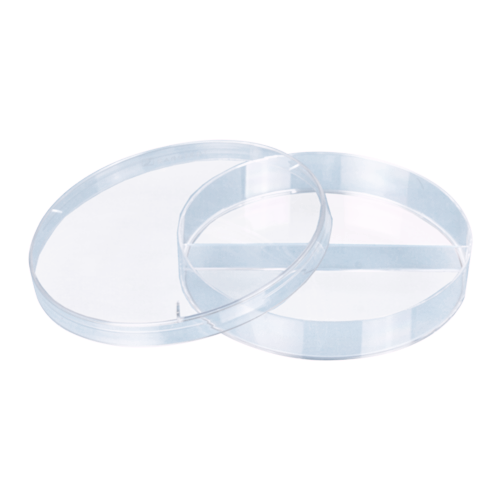 Petri dish, 92 x 16 mm, transparent, 2 compartments, with ventilation cams