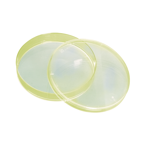 Petri dish, 92 x 16 mm, yellow, with ventilation cams